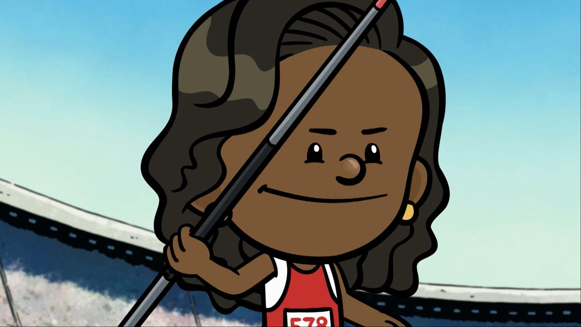 Gold medalist Jackie Joyner-Kersee shows Yadina how to do something new step by step!