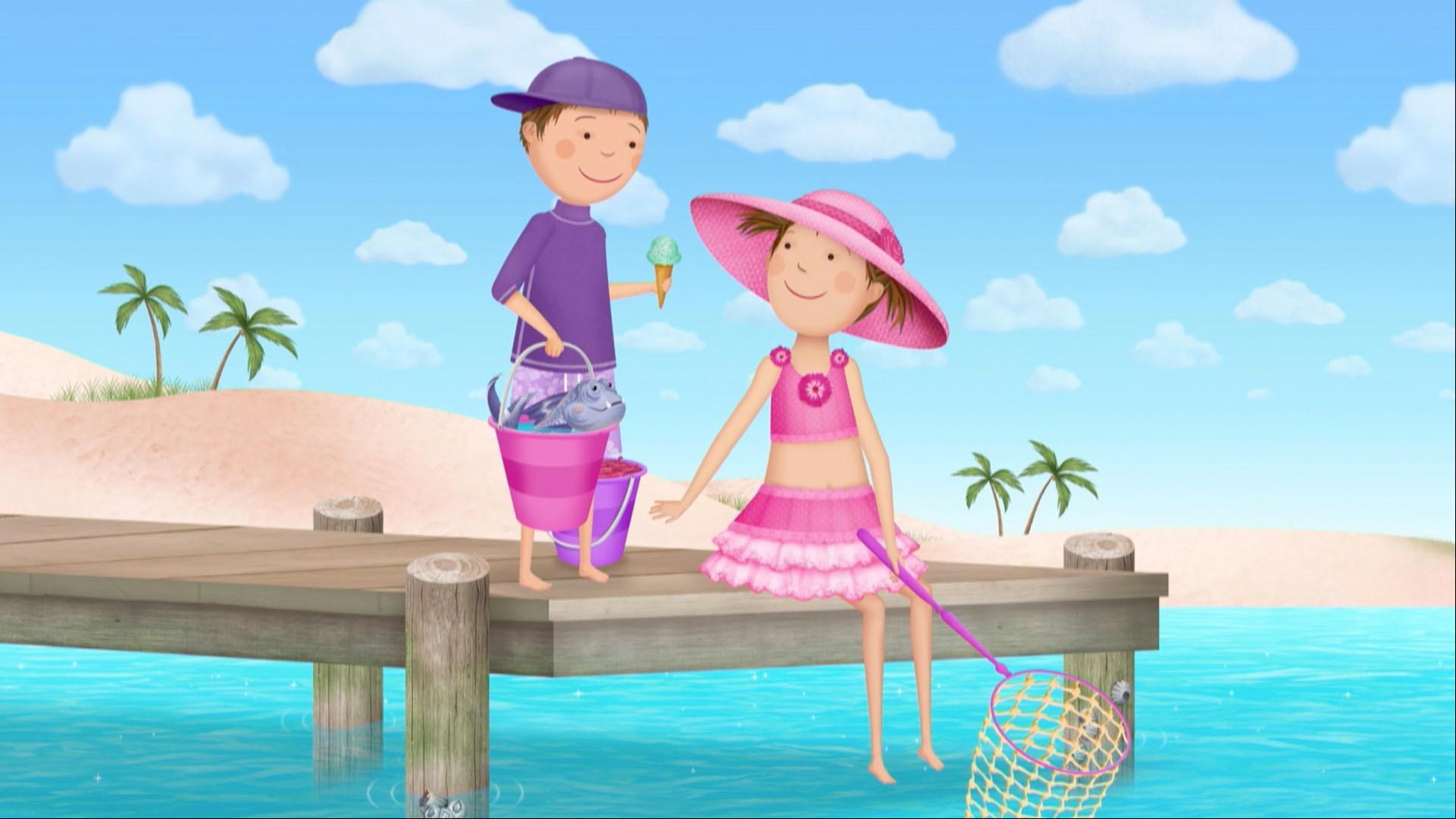 Pinkalicious and Peter catch a fish. / Frida wants to see the Pink Ness Monster.