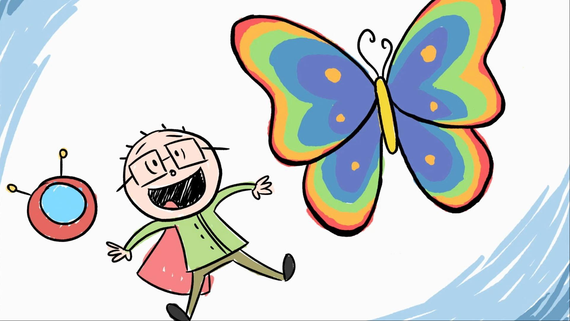 Brad-Man and Berby help a rainbow butterfly get its colors back!