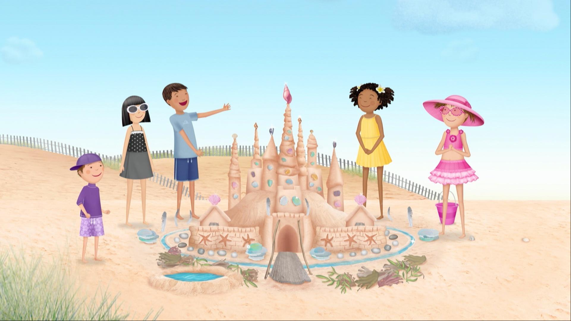 Pinkalicious builds a sand palace for a competition. / Henrietta is taken by a monkey!